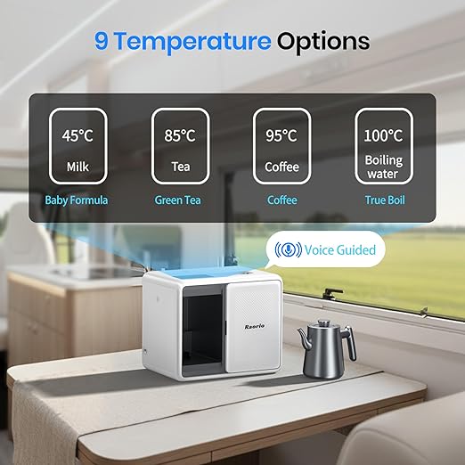 Portable 5-Stage Reverse Osmosis System Countertop UV Water Filter,Intelligent Hot Water Purifier for Family Kitchen Camping, RV, Overlanding 0.0001μm RO Membrane, Lab-Grade Purity, Non-Install