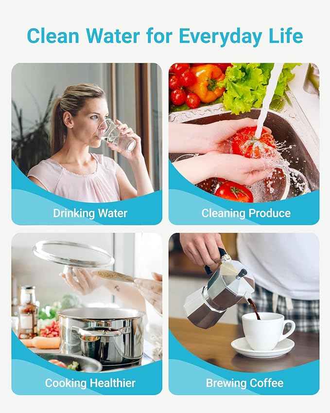 AQUA CREST Faucet Water Filter, Replacement for Brita® Filter, Brita® 36311 On Tap Water Filtration System, FR-200, FF-100, 100 Gallons, Chrome (4 Packs)