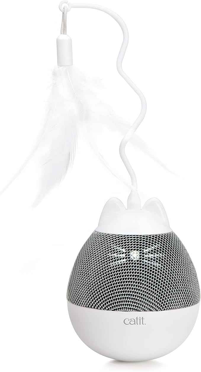 Catit PIXI Spinner, Treat Dispensing Cat Toy, Silver