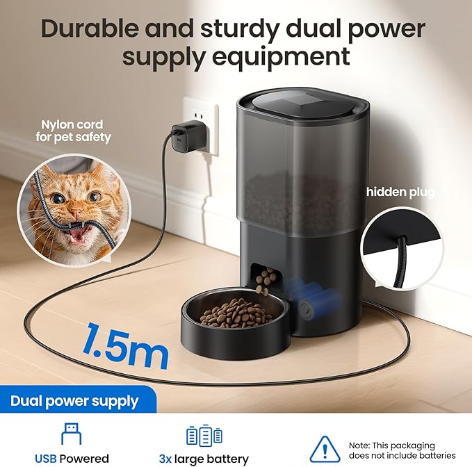 Automatic Cat Feeder and Water Fountain, 2-in-1 Automatic Dog Feeder with 2.4G WiFi APP Remote Control, Smart Timed Cat Food Dispenser with 10s Voice and 1-10 Meals/Day for Cat and Small Dog