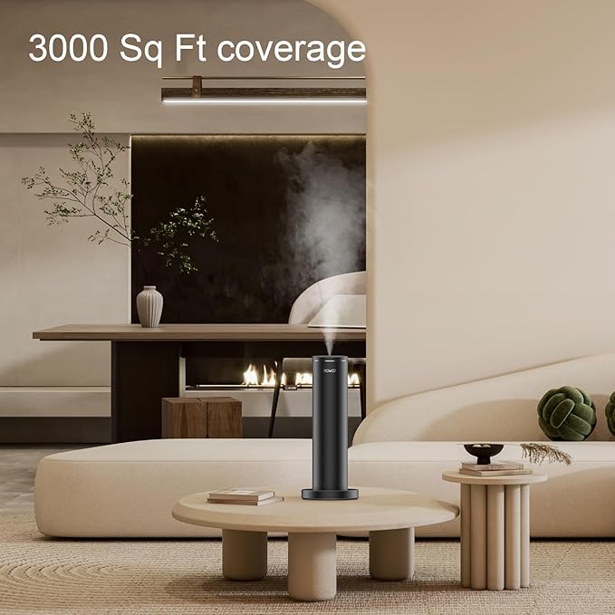 Smart Ultra-Quiet Tower Essential Oil Diffuser with Bluetooth Control，Waterless Scent Diffuser Machine with Bluetooth Control, 3000 sq.ft Coverage Scent Machine Diffusers for Home, Office, Spa