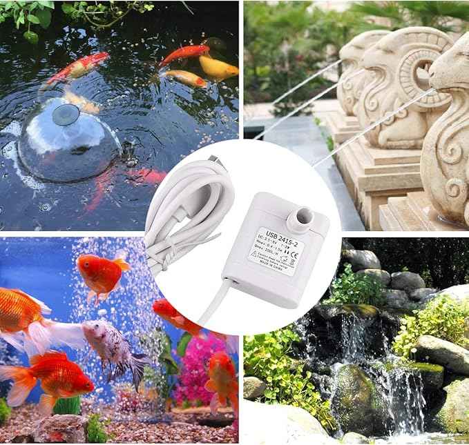 Driew 3W DC 3.5-8V USB Water Pump with Power Cord, Solar Mini Submersible,Brushless,Waterproof (2, White)