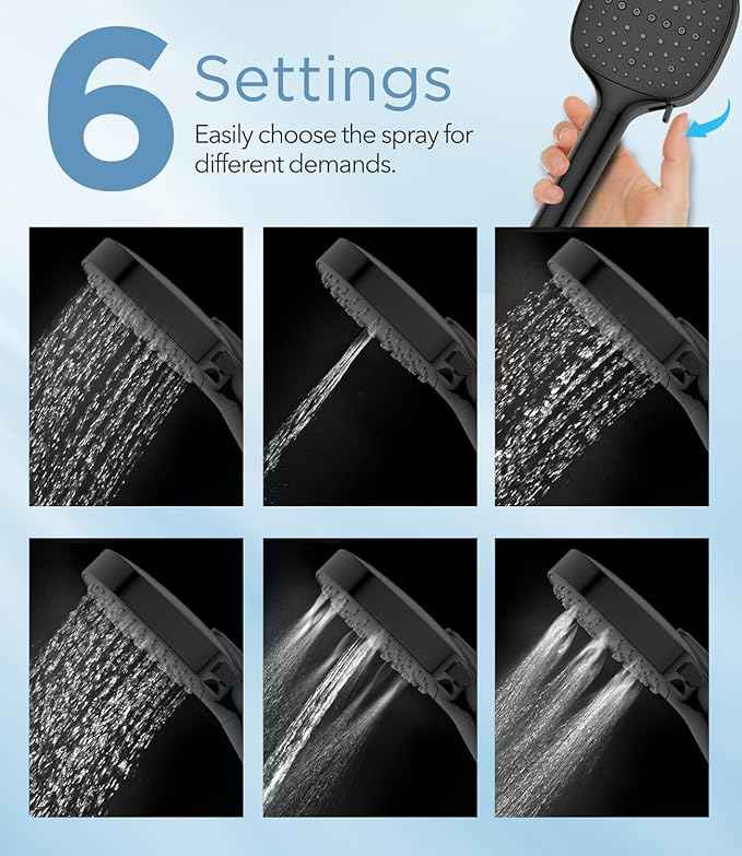 MakeFit Filtered Shower Head with Handheld, 7 Modes High Pressure Handheld Showerhead with Filters, Detachable Shower Heads Water Softener Filters Beads for Hard Water - Remove Chlorine & Heavy Metals