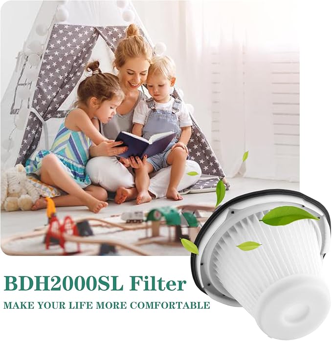 Replacement for BLACK & DECKER Hand Vacuum Filter compatible with VF200SP BDH2000SL/BDH1800S Vacs, Replace Part # 90543043-01, 4 * Black Decker vacuum filters, 1 Cleaning Brush By Improvedhand - AquaVibe