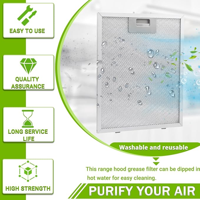 W10915369 Range Hood Filter replacement 5 Layer Aluminum Mesh Hood Grease Filter Fit for Whirlp Kitchen Exhaust Fan Jenn Air Kitchen Aid(3 Pack) - AquaVibe