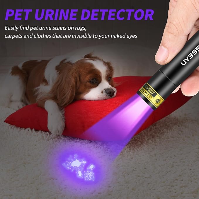UV Flashlight Black Lights Wood’s Lamp Powerful Mini Portable, LED 395nm USB Rechargeable Ultraviolet Blacklight Flashlights, Pet Urine Detector Light for uv Resin Curing