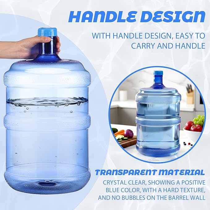 Bokon 2 Pieces gallon water jugs Round Plastic Water Bottle with Handle Screw Cap Reusable Large Capacity Bottle for Camping Outdoor Travel Gym Use