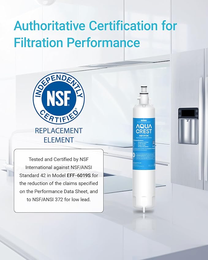 AQUA CREST Replacement for GE® RPWFE, RPWF (with CHIP) Refrigerator Water Filter, Compatible with GYE22HMKES, GYS22GMNES, GYE22HBLTS, DFE28JSKSS, GFE28HMHES, GNE29GYNFS, GFE28GYNFS, 2 Filters