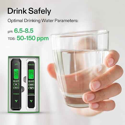 VIVOSUN Digital pH and TDS Meter Kits, 0.01pH High Accuracy Pen Type pH Meter ± 2% Readout Accuracy 3-in-1 TDS EC Temperature Meter for Hydroponics, Pool and Aquarium, Black White, UL Certified