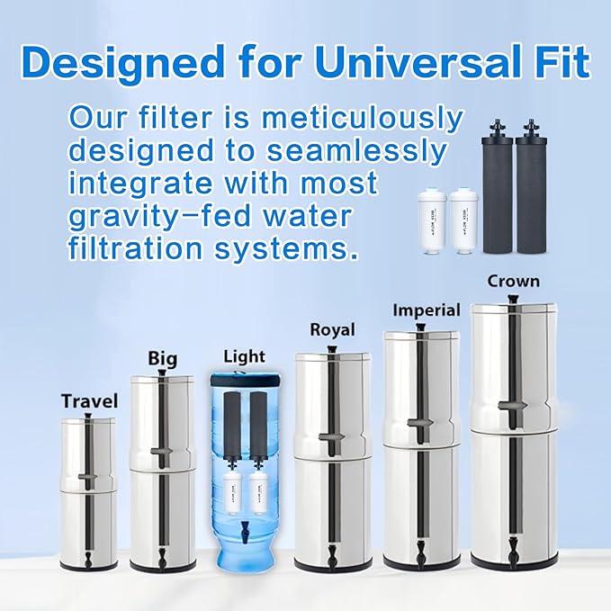 Gravity Water Filter Replacement for Berkey®, 4-Pack Purification Elements - 2 BB9-2® Black Carbon & 2 PF-2® Fluoride Filters, Compatible with Berkey® Gravity Filtration Systems