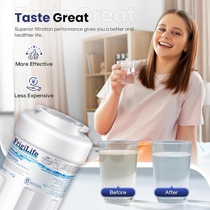 RWF0600A Water Filter Replacement for GE MWFP, MWFA, MWFAP, MWFINT, GWF, GWFA, HWF, HWFA, HDX FMG-1, Smartwater, WFC1201, GSE25GSHECSS, 197D6321P006，2Pack