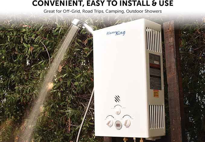 Flame King Portable Tankless Water Heater Propane Gas 10L 2.64 GPM at 68,000 BTU, Outdoor Instant Hot Water Shower for RV, Camping, Farm, Cabins