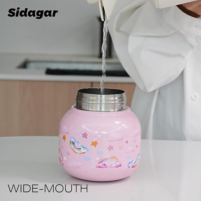 22 oz Tumbler with Straw and Carry Handle, Wide Mouth Insulated Stainless Steel Travel Water Bottle, Leakproof Flask for Nursery, Kawaii Aesthetic Purple Water Jug with 3D Charm