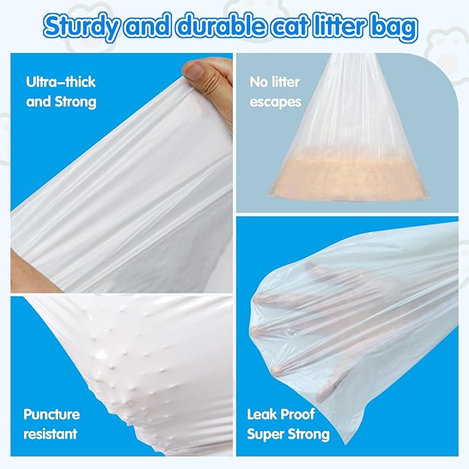 120 Count Self Cleaning Cat Litter Box Liners Bag Fit For MeoWant MW-SC01,MW-SC02, Drawstring Heavy Duty Litter Receptacles Bags Compatible with Automatic Cat Litter Box- 17.7" x 19.7" - AquaVibe