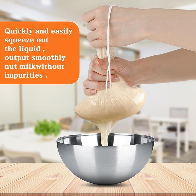 4 Pack Cotton Nut Milk Bag 8 × 6 Inches Fine Mesh Cheese Cloth Multiple Usage Reusable Food Strainer Professional Cold Brew Filter for Straining Juice Coffee Yogurt Tea (Cotton, 8×6 In)