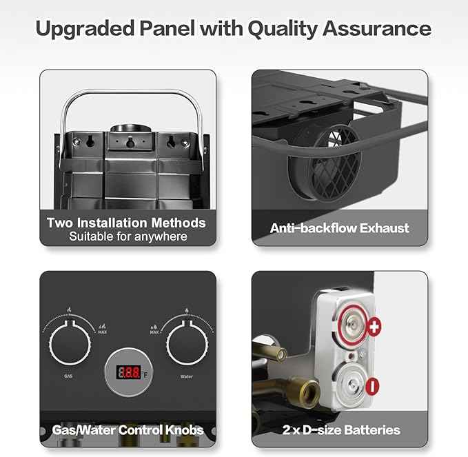 Propane Water Heater, 6L 1.58GPM 41000 BTU Portable Tankless Water Heater Outdoor, Gas Instant Hot with Handle Overheating Protection for RV Trips, Camping, Boat Cabins, Outdoor Shower, Black