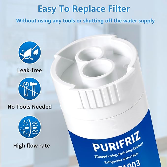 3 Pack XWF (Not XWFE, NO Chips), Refrigerator Water Filter Compatible with GE XWF, GBE21, GDE21, GDE25, GFE24, NSF/ANSI 42&372 Certified, 6 Month / 300 Gallon