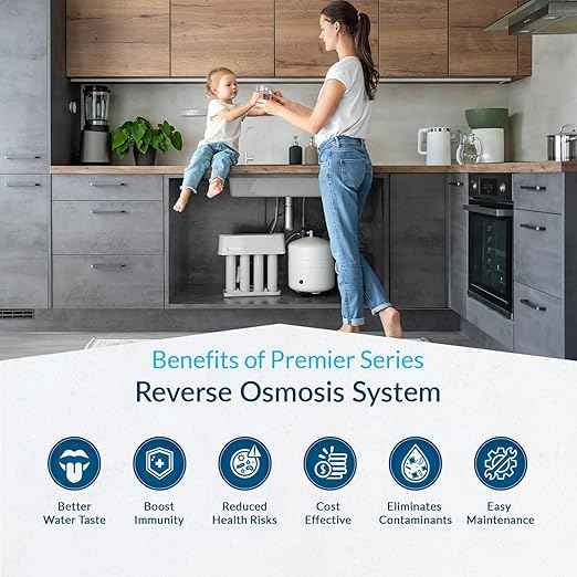 Aquasure Premier 4-Stage RO Reverse Osmosis Under Sink Drinking Water Filtration System | Removes 99% of Contaminants | 75 GPD, Leak-Proof, Quick Change Filters, with Tank & Brushed Nickel Faucet