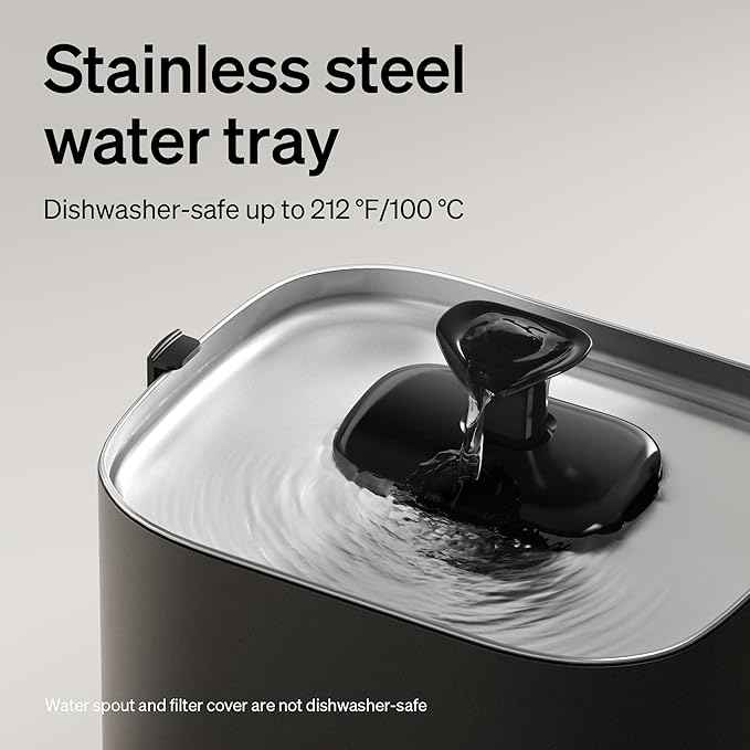 PETLIBRO Upgrade Cordless Cat Water Fountain + 8 Packs Genuine Cat Fountain Filter Replacement, App Monitoring 3L/101oz Dockstream 2 Pet Water Fountain with Stainless Steel Tray, 4-Month Set Easy-Swap