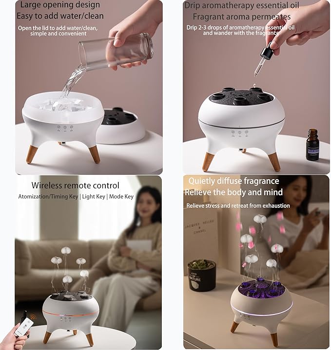 Dynamic Aromatherapy Diffuser – 250ml Essential Oil Cool Mist Humidifier with Jellyfish Mist & Color-Changing LED Lights for Relaxing Home, Bedroom & Office Atmosphere (Black)