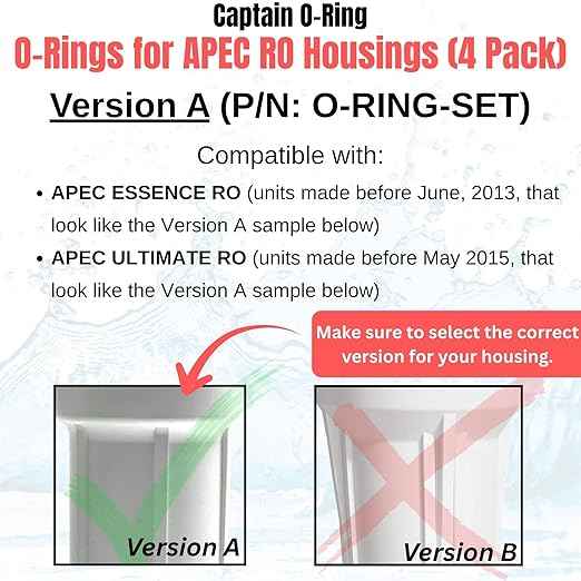 Captain O-Ring – Replacement 3.5” O-Rings for APEC Essence, Ultimate Reverse Osmosis RO Water Filter Housings (4 Pack) (Version A (O-Ring-Set))