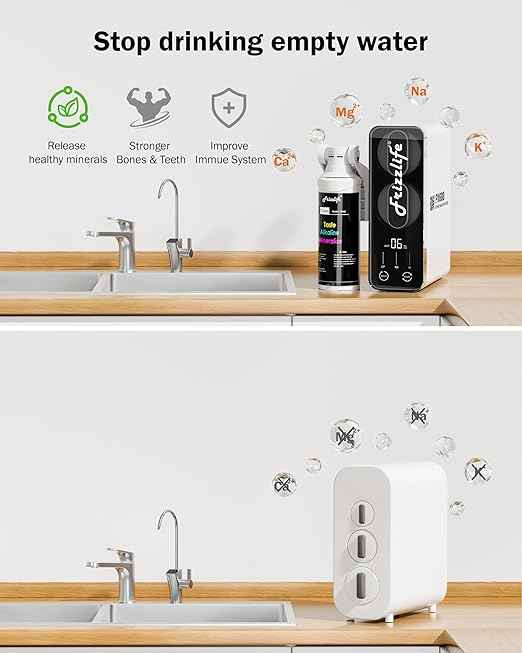 Frizzlife Reverse Osmosis Water Filter - Alkaline Mineral pH+, NSF/ASNI 58&53&42&372 Standard, 600GPD Tankless RO Reverse Osmosis System, Under Sink, 2:1 Pure to Drain, Smart LED Faucet, PD600-N