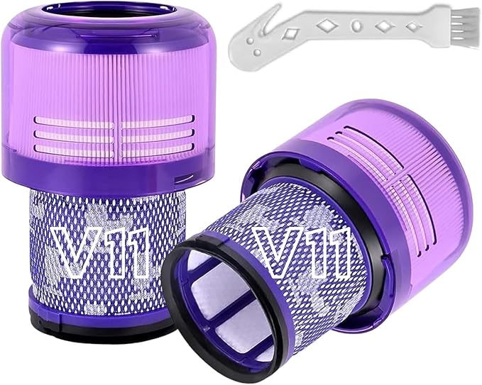 2-Pack Premium True HEPA Replacement Filters Compatible with Dyson V15 Filter, Dyson V11, V15 Absolute/Submarine, V11 Animal, V11 Completed/Absolute, V11 Filter with Trigger Clamp, Part no. 970013-02 - AquaVibe