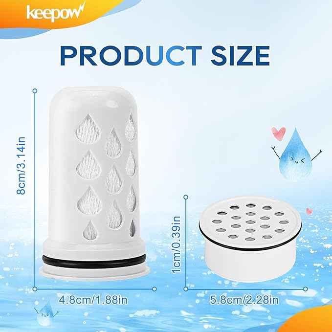 KEEPOW Water Filter Replacement for Lifestraw Home Dispenser 18 C/Glass 7 C/Plasti 10 C/Plastic Pitcher 7 C, 6 Activated Carbon + Ion Exchange Filter & 1 Membrane Micro Filter