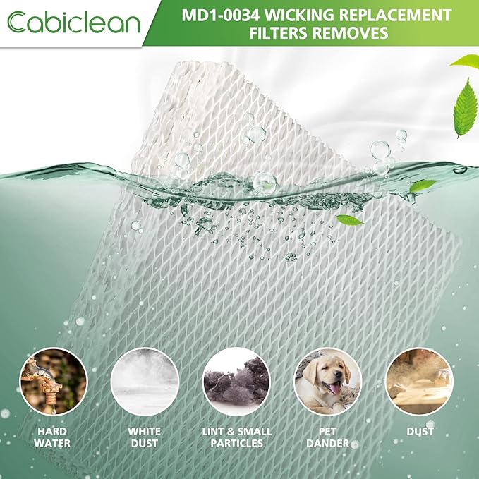 Cabiclean MD1-0034 Replacement Humidifier Wicks Filters Compatible with Vornado Evaporative Humidifier Model Evap40, Evap2, EV100, EV200, EVDC300, EVDC500, (4-Pack)