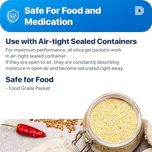 Dry & Dry 30 Gram [100 Packets] Silica Gel Packets Desiccants, Silica Packets - Rechargeable Silica Gel Packs, Moisture Absorbers, Desiccants Packets, Silica Gel