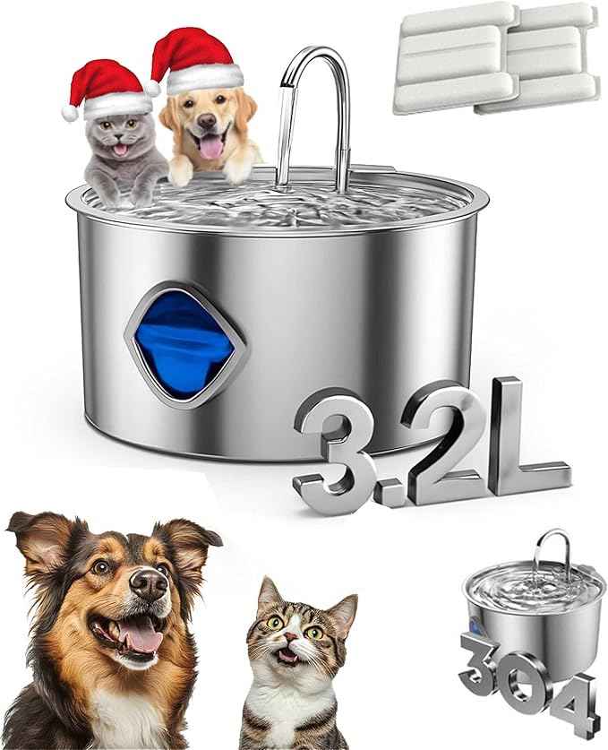 Dog Water Bowl, 108oz/3.2l Cat Fountain for Drinking - Pet Water Fountain Inside-Automatic DogWatering Dispenser Bowl, Whisper Quiet, Let Your Pet Enjoy a Healthier Life (Dog Bowl)