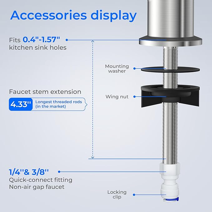 Waterdrop Filtered Water Faucet, Drinking Water Faucet, Reverse Osmosis Faucet, RO Faucet, RO Water Faucet, Water Filter Faucet for Kitchen Sink, Water Dispenser Faucet, Stainless Steel, Lead-Free
