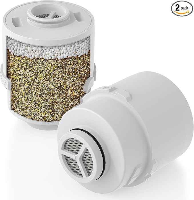 Ryamen 2-Pack Replacement Filters for Filtered Rain Shower Head, 99% REMOVAL for Heavy Metals, Chlorine, Improves Skin & Hair, F6 Version