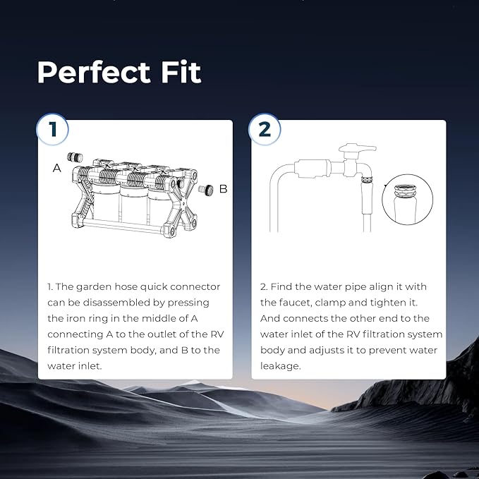 GLACIER FRESH RV Water Purification System with Replacement Filter Cartridges, 0.2 Micron High Flow Filter, Sediment Longevity Filter, and Improved Taste Granular Activated Carbon Filter