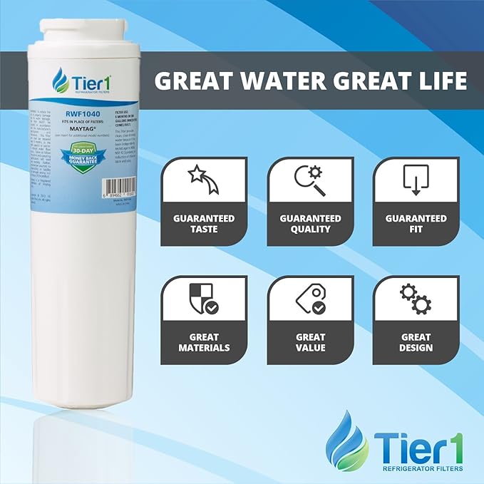 Tier1 UKF8001 Refrigerator Water Filter 2-pk | Replacement for Whirlpool Filter 4, EveryDrop EDR4RXD1, 4396395, Maytag UKF8001, FMM-2, UKF8001AXX-750, 469006, Fridge Filter