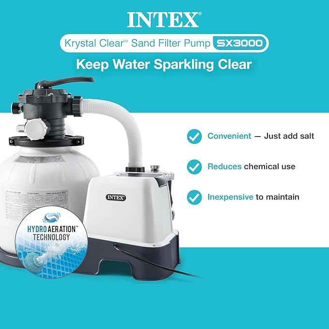 INTEX 3,000 GPH Krystal Clear Sand Filter Pump for Above Ground Pools, Swimming Pool Pump with Automatic Timer - Improved Circulation, Filtration, & Clarity