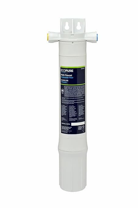 EcoPure EPWURF Main Faucet Replacement Filter – Fits EPWUFF System – NSF-Certified – Reduces Chlorine, Odor & Sediment – 6-Month Life – Quick, Mess-Free Changes