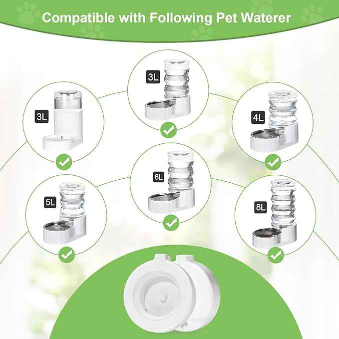 4 Pack Replacement Filters for 3L/3.6L/4.6L/6L/8L Gravity Pet Water Dispenser, Dog Water Filter Replacement, Triple Filtration Pet Fountain Filter, Water Feeder Filter for Cat and Dog