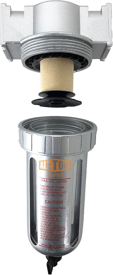 1/4" NPT Mini Particulate Filter/Water Trap For Air Compressor Compressed Air Lines, 5u With Poly Bowl And Metal Bowl Guard (MANUAL DRAIN) - AquaVibe