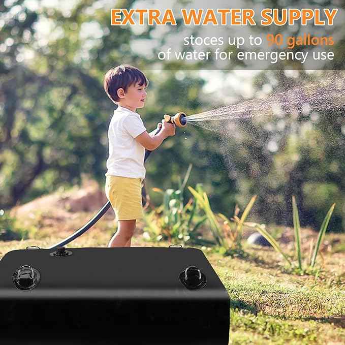 Water Tank, Water Storage Bladder, Portable Water Tank, Water Bladder Tank, Large Water Storage, Water Storage Containers for Camping, Garden, Emergency Water Storage Black