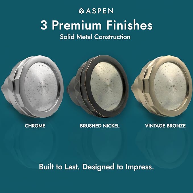 Aspen Filtered Shower Head for Healthy Hair & Skin | Removes Chlorine, Hard Water & Heavy Metals | High Pressure Shower Head with Filter | Water Softener | KDF-55