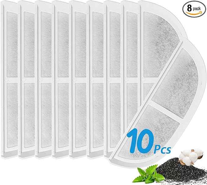 10 Pack Pet Water Fountain Filter Replacements Compatible with Eufy Pet Water Fountain, Providing a Triple Filtration System to Ensure Fresher and Purer for Dogs and Cats