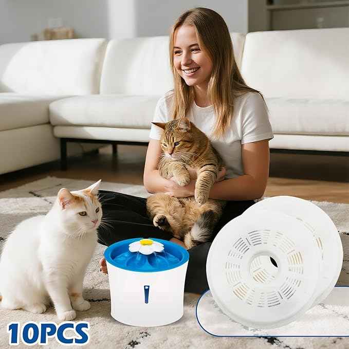 10 Pack Cat Water Fountain Filter, Filters for Cat Water Fountain Fit for Catit Flower Fountain and Catit Stainless Steel Fountain