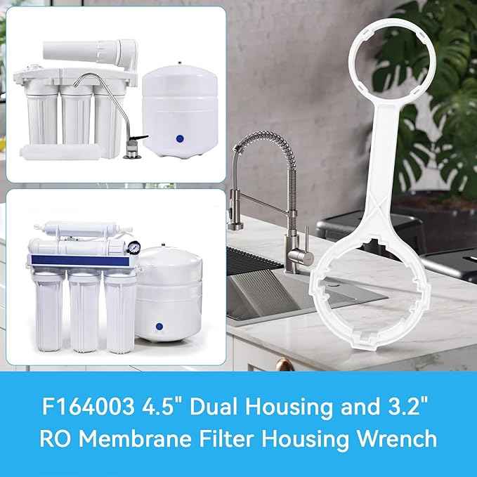 F164003 4.5" Dual Housing and RO Membrane Filter Housing Wrench for Premier WP-4V/WP5/WP-RO-4/WP-RO-3, iSpring RCC7/RCC7AK/RCC7P, APEC Water Systems ROES-50/ROES-PH75, Home Master TMAFC-ERP/RO