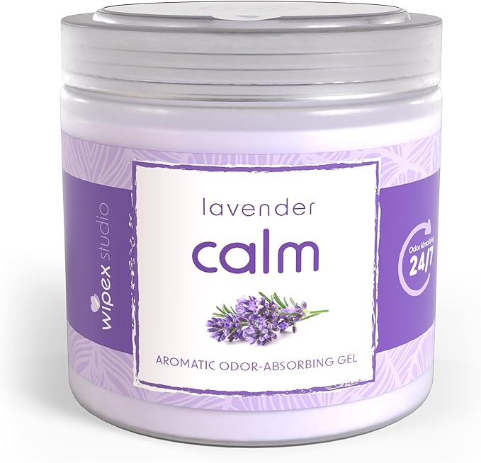 Wipex Odor Absorbing Gel Jar - Lavender, 15 Oz - Odor Eliminator for Home, Effective Odor Absorber, Long-Lasting Freshness, Ideal for Rooms, Offices, & Yoga Studios, 12pk