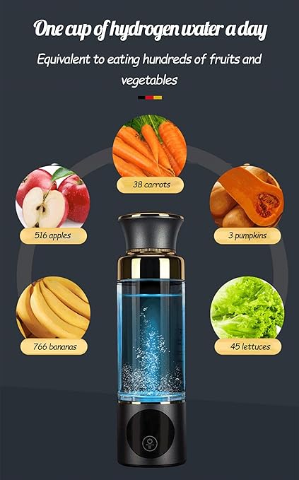 Smart Hydrogen Water Bottle Generator, Portable Fast-Charging Hydrogen Rich Water Health Cup, Highly Concentrated Hydrogen Water Ionizer Machine for Daily Hydration Needs