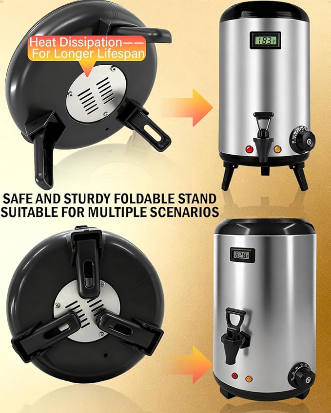 Electric Insulated Beverage Dispenser With Heating – 75 Cup Hot & Cold Drink Water Urn with Spigot – 12 L / 3.2 Gallon Stainless Steel Hot Coffee & Tea Drink Dispenser for Catering, Juice, Milk,Silver