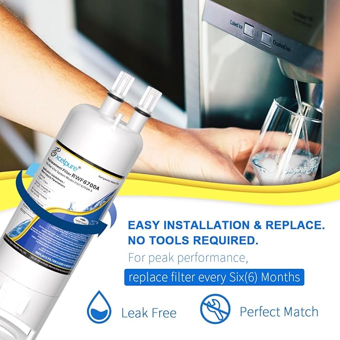 EXCELPURE WHR1RXD1 Refrigerator Water Filter Replacement for EDR1RXD1, Everydrop® Filter 1, W10295370A, KAD1RXD1, 46-9081, 46-9930, P4RFWB, P5WB2L, PS2378001, 1Pack