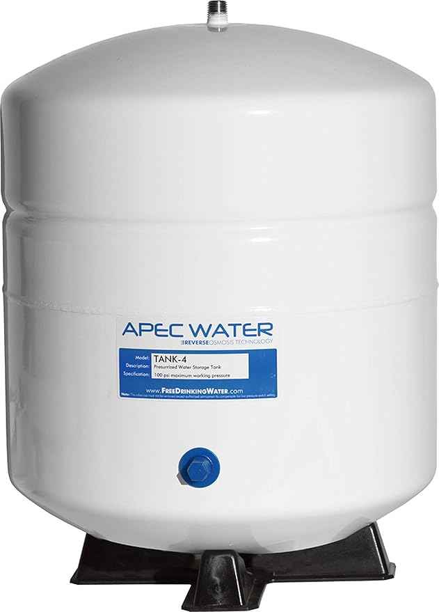 APEC Water Systems Tank-4 4 Gallon and John Guest 3/8 Inch O.D. Tube Size x 1/4 Inch NPTF Speedfit to Female Shut Off Valve Bundle