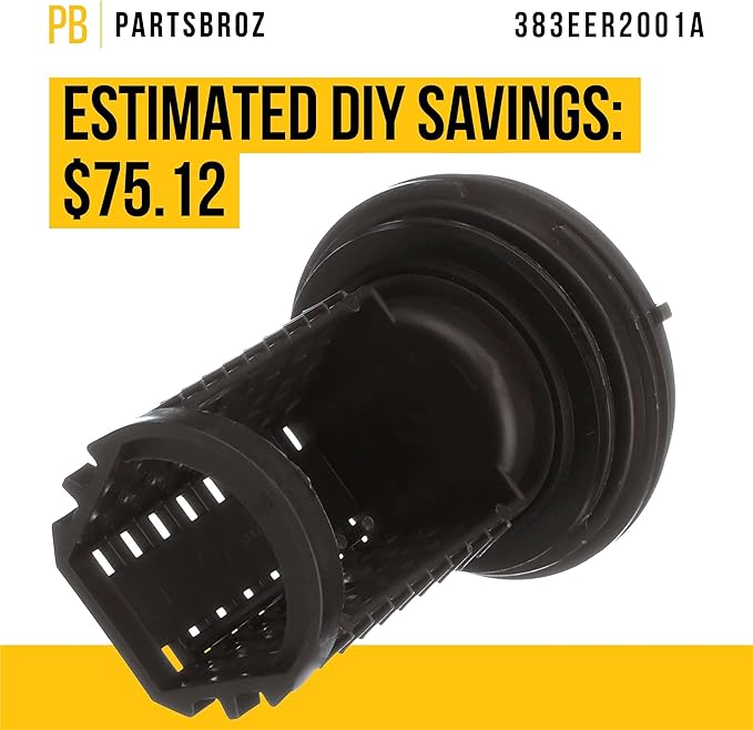 PartsBroz 383EER2001A Drain Pump Filter Assembly - Compatible With LG Kenmore Washer - Replaces AP4440367 PS3522306 1267432 383EER2001F WM8100HVA WM3170CW WM3370HWA WM8000HVA WM2016CW WM3470HVA - AquaVibe
